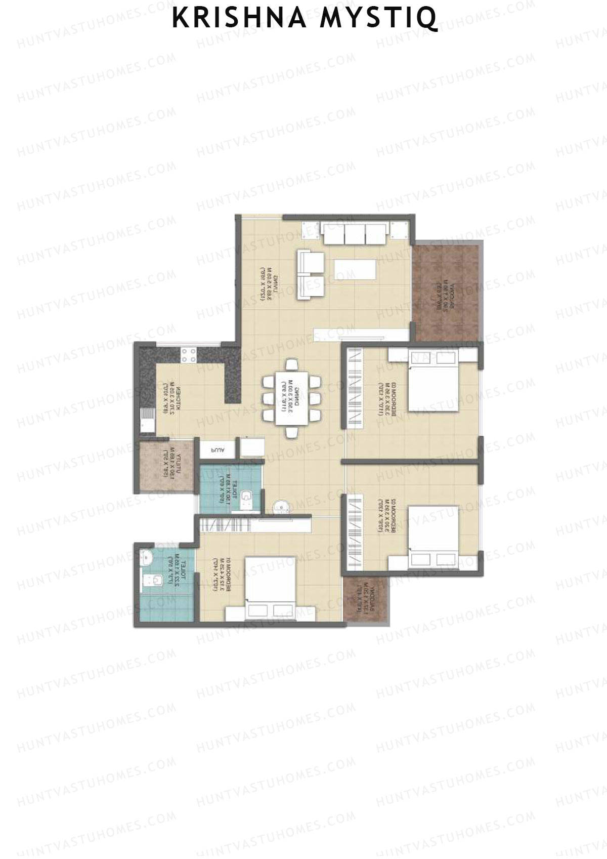 Krishna Mystiq Tower 1 Unit 3 Floor Plan