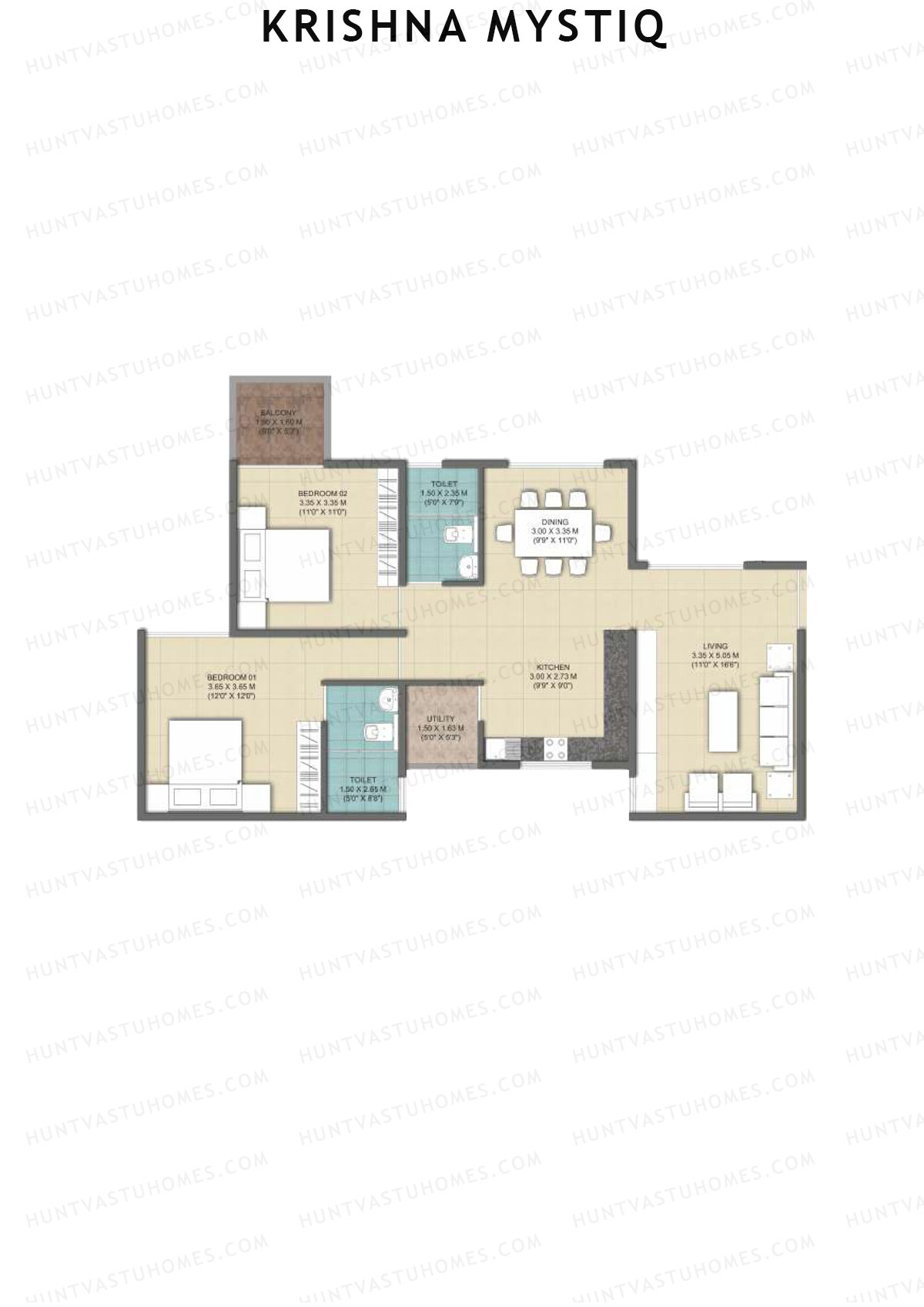 Krishna Mystiq Tower L Unit 2 Floor Plan