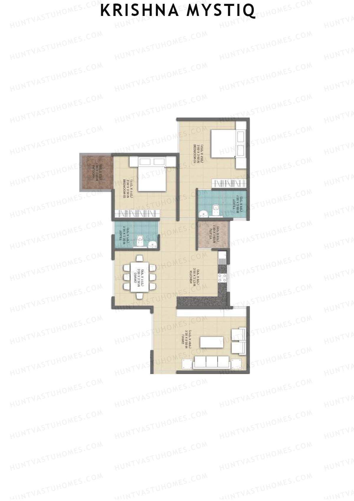 Krishna Mystiq Tower M Unit 3 Floor Plan