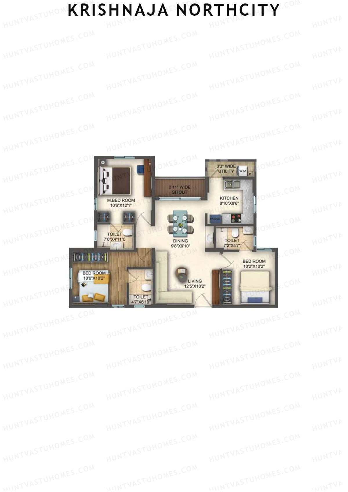 Krishnaja Northcity Tower B Unit 1 Floor Plan