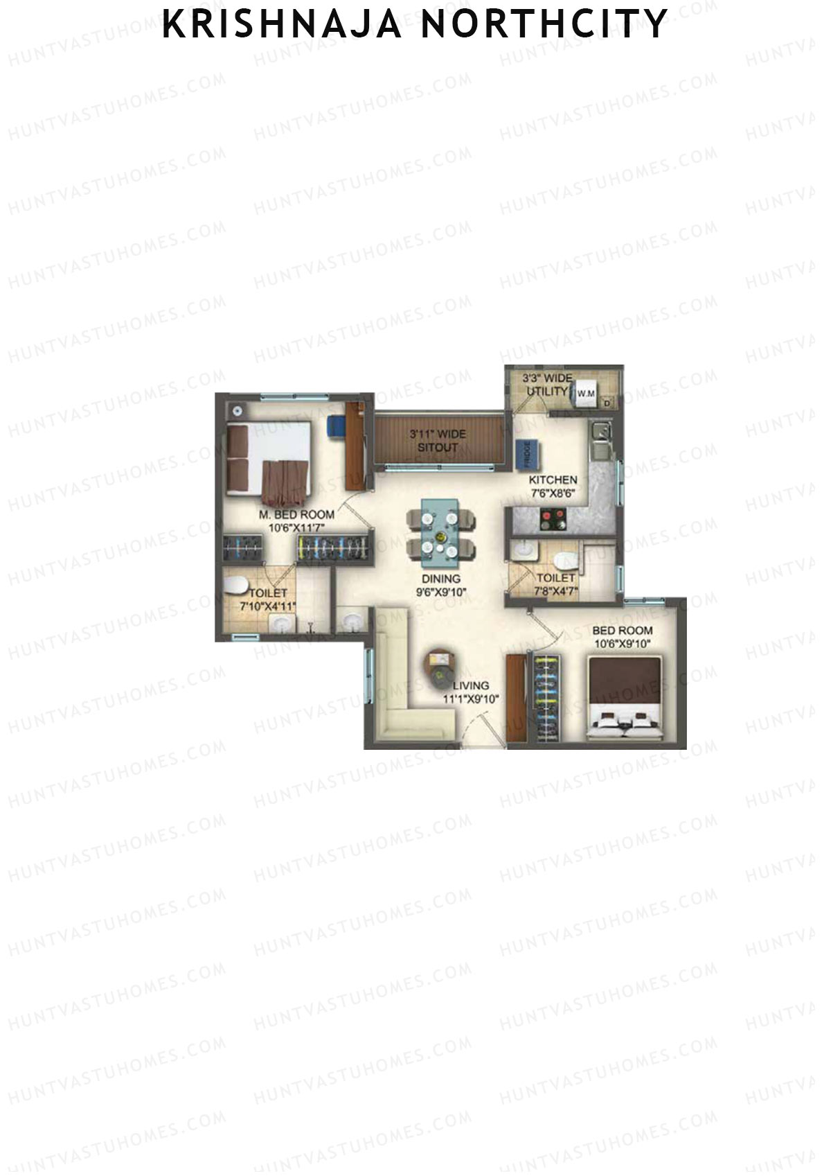 Krishnaja Northcity Tower B Unit 2 Floor Plan