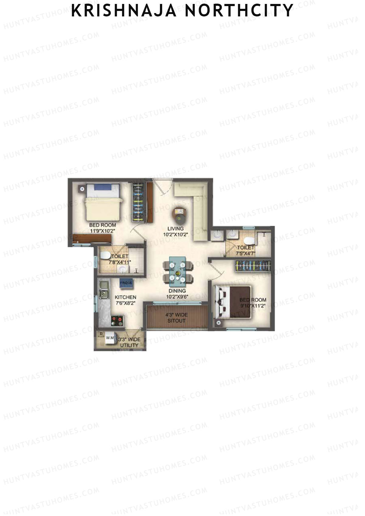 Krishnaja Northcity Tower B Unit 8 Floor Plan