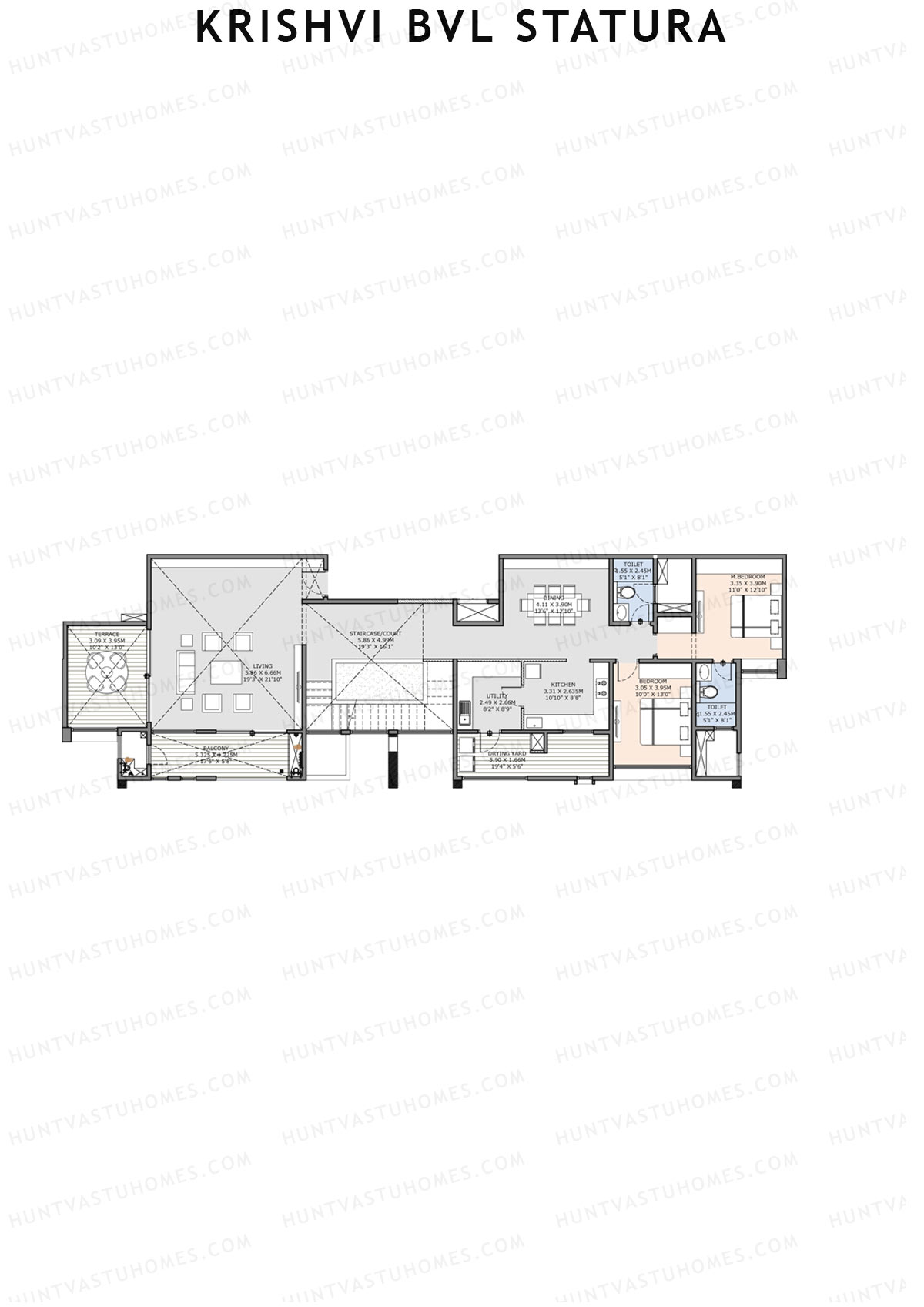 Krishvi BVL Statura Block A Unit 1 Type PH LW(Penthouse) Floor Plan