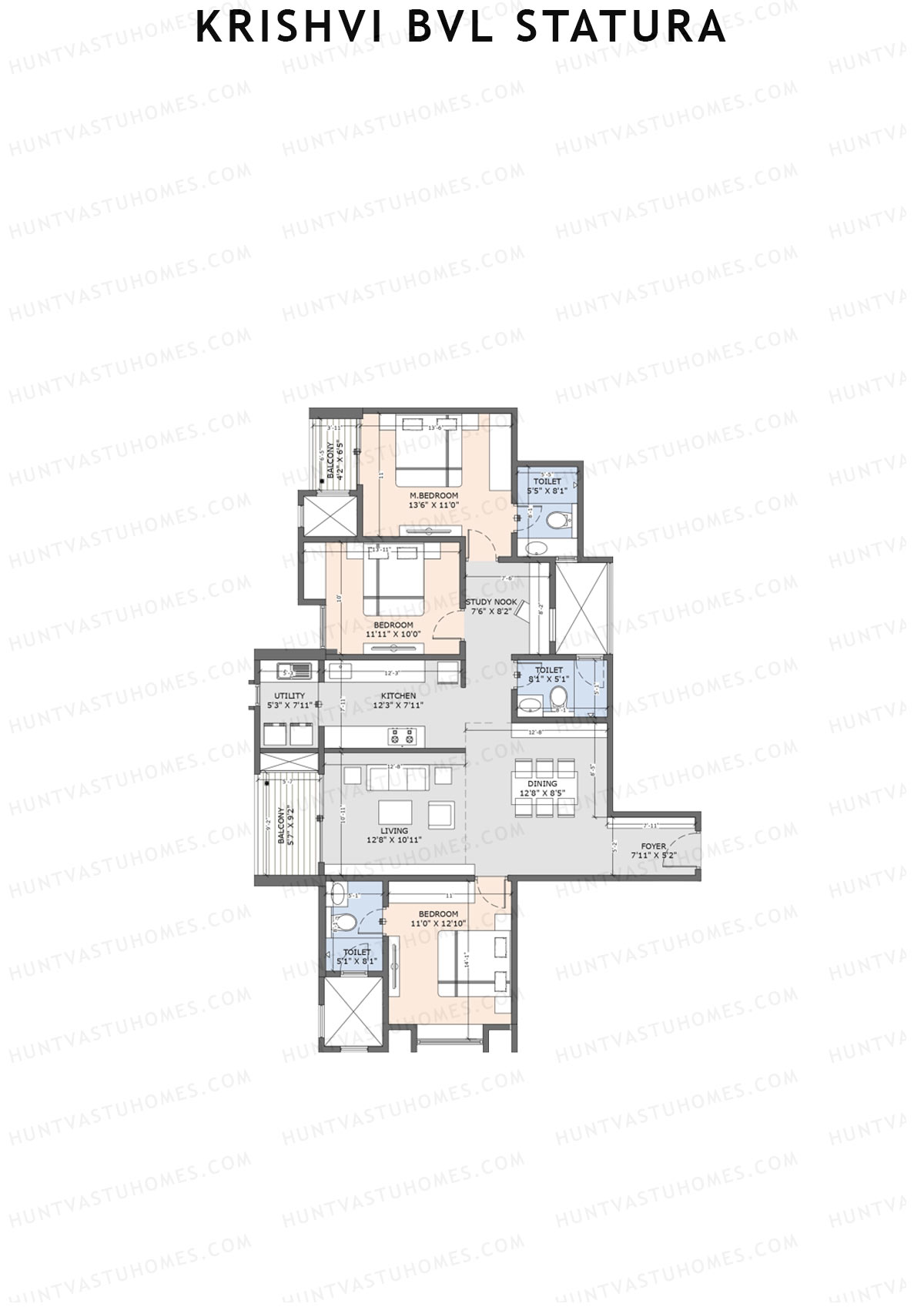 Krishvi BVL Statura Block A Unit 2 (Type 2) Floor Plan