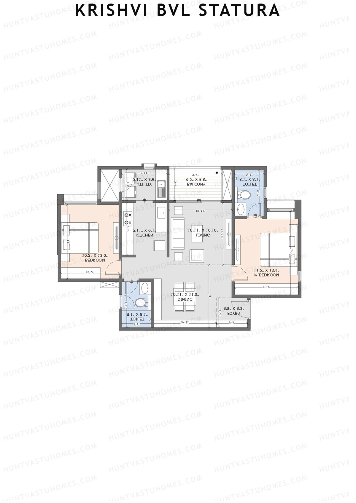 Krishvi BVL Statura Block A Unit 3 (Type 3) Floor Plan