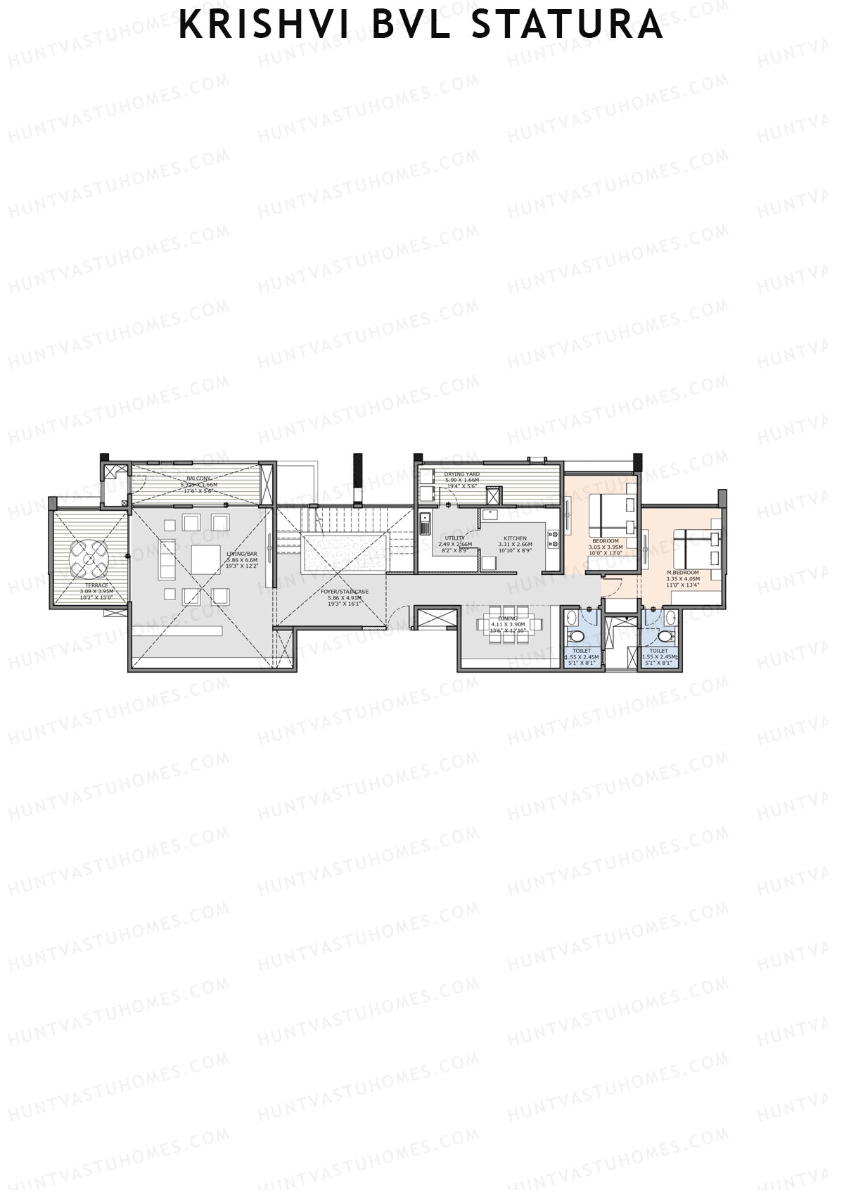Krishvi BVL Statura Block A Unit 3 Type PH LW(Penthouse) Floor Plan
