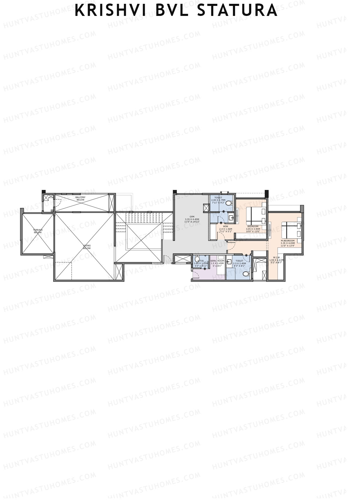Krishvi BVL Statura Block A Unit 3 Type PH LW(Penthouse) Floor Plan