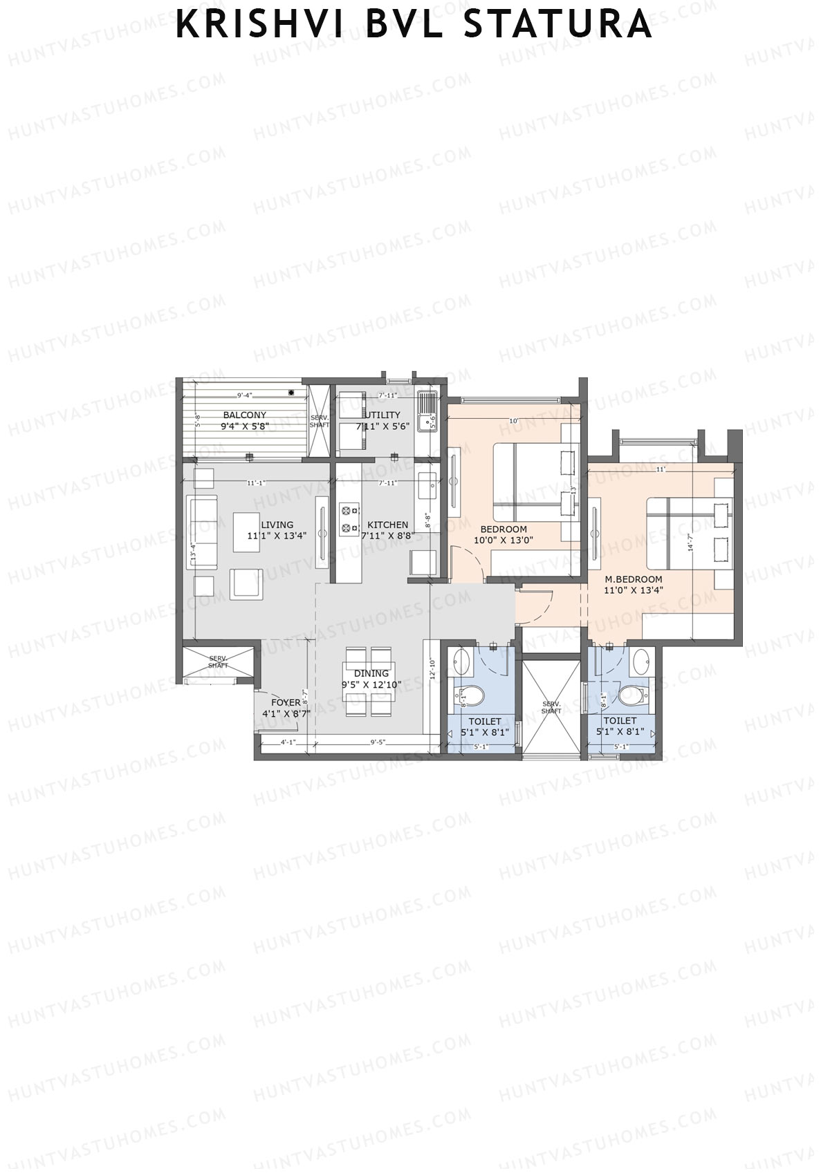 Krishvi BVL Statura Block A Unit 4 (Type 4) Floor Plan