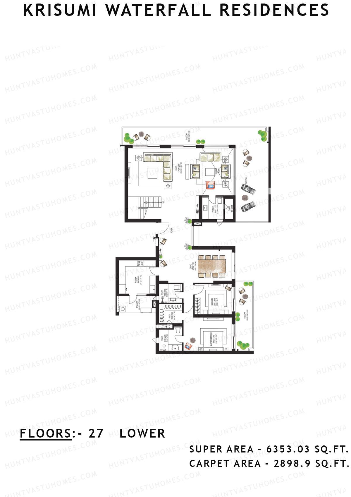 Krisumi Waterfall Residences Tower B Unit B2 (Penthouse) Floor Plan