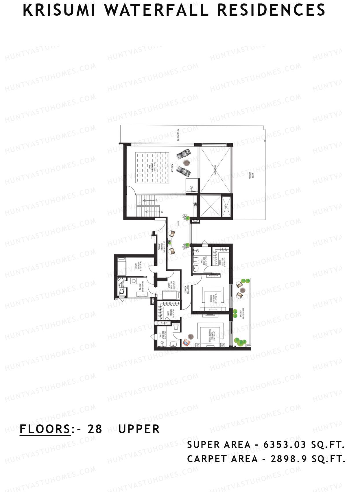 Krisumi Waterfall Residences Tower B Unit B2 (Penthouse) Floor Plan