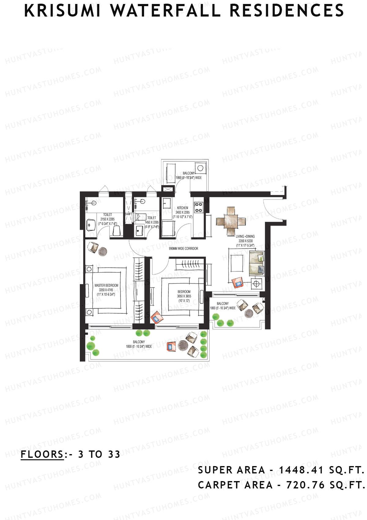 Krisumi Waterfall Residences Tower C Unit C3 Floor Plan