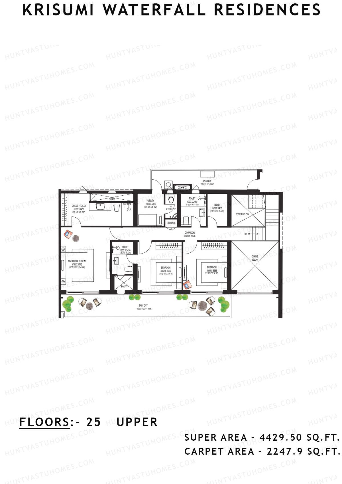 Krisumi Waterfall Residences Tower A Unit A3 (Penthouse) Floor Plan