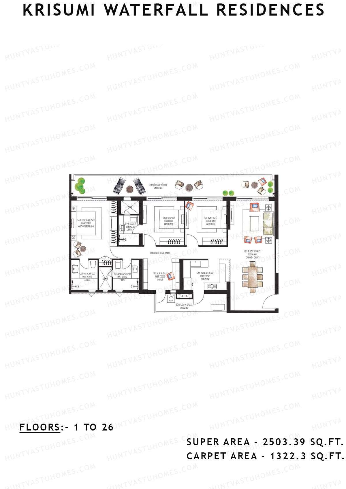 Krisumi Waterfall Residences Tower B Unit B1 Floor Plan