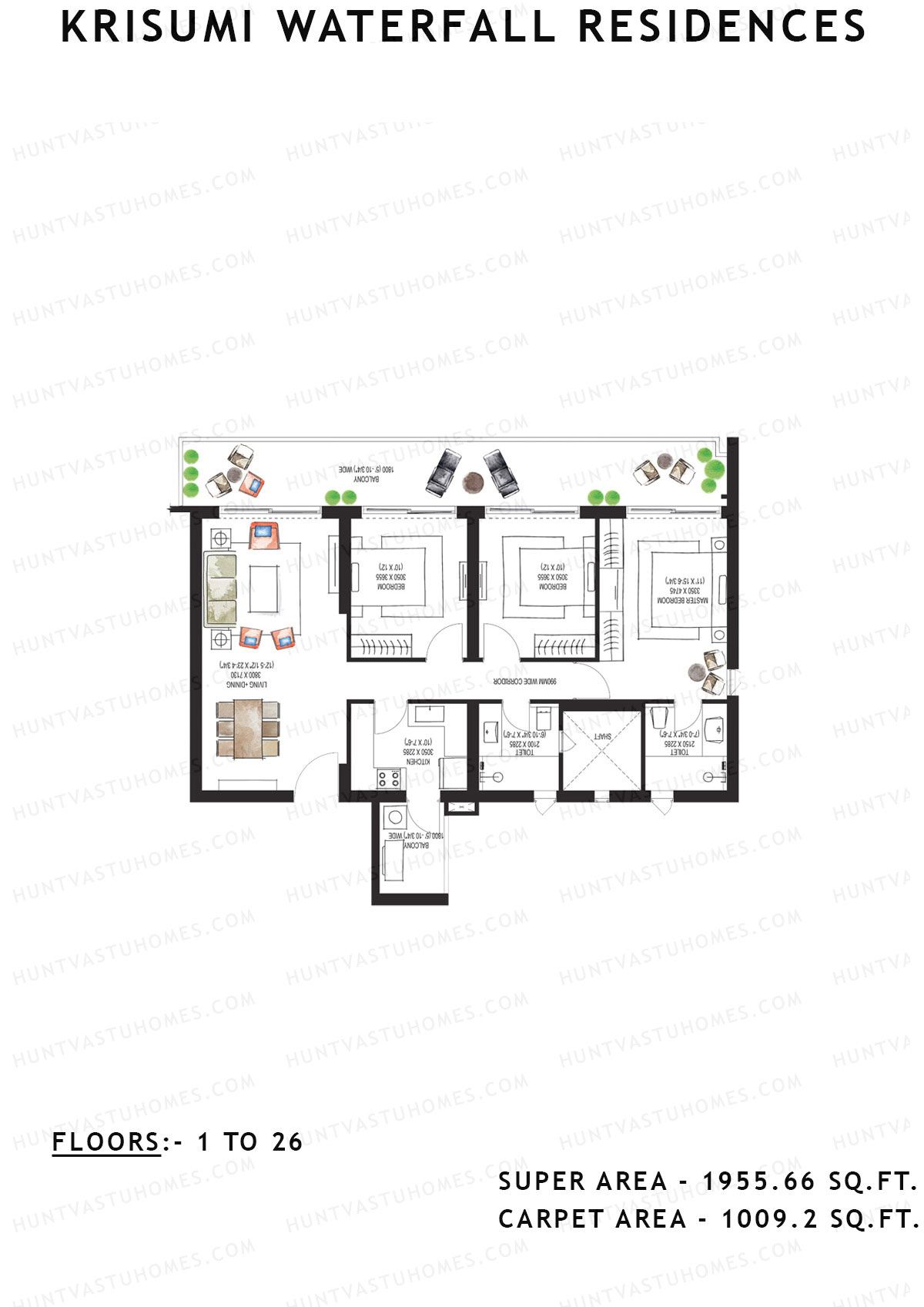 Krisumi Waterfall Residences Tower B Unit B2 Floor Plan