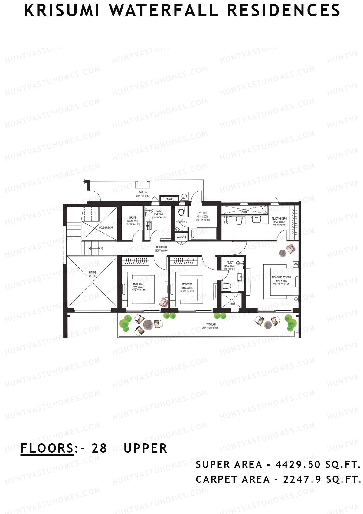 Krisumi Waterfall Residences Tower B Unit B3 (Penthouse) Floor Plan