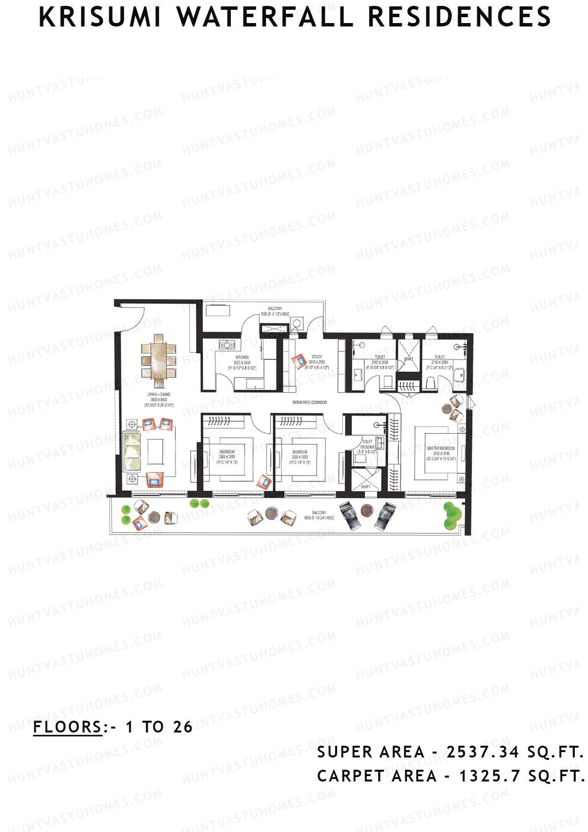 Krisumi Waterfall Residences Tower B Unit B4 Floor Plan