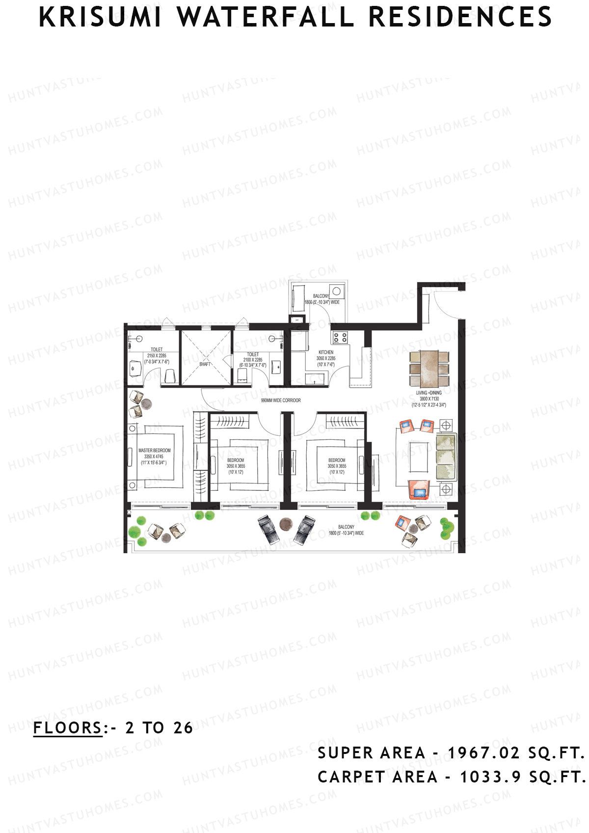 Krisumi Waterfall Residences Tower B Unit B5 Floor Plan