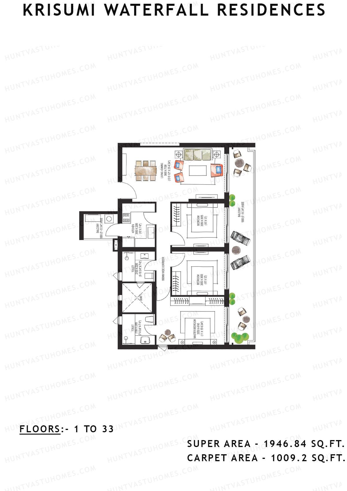 Krisumi Waterfall Residences Tower C Unit C2 Floor Plan