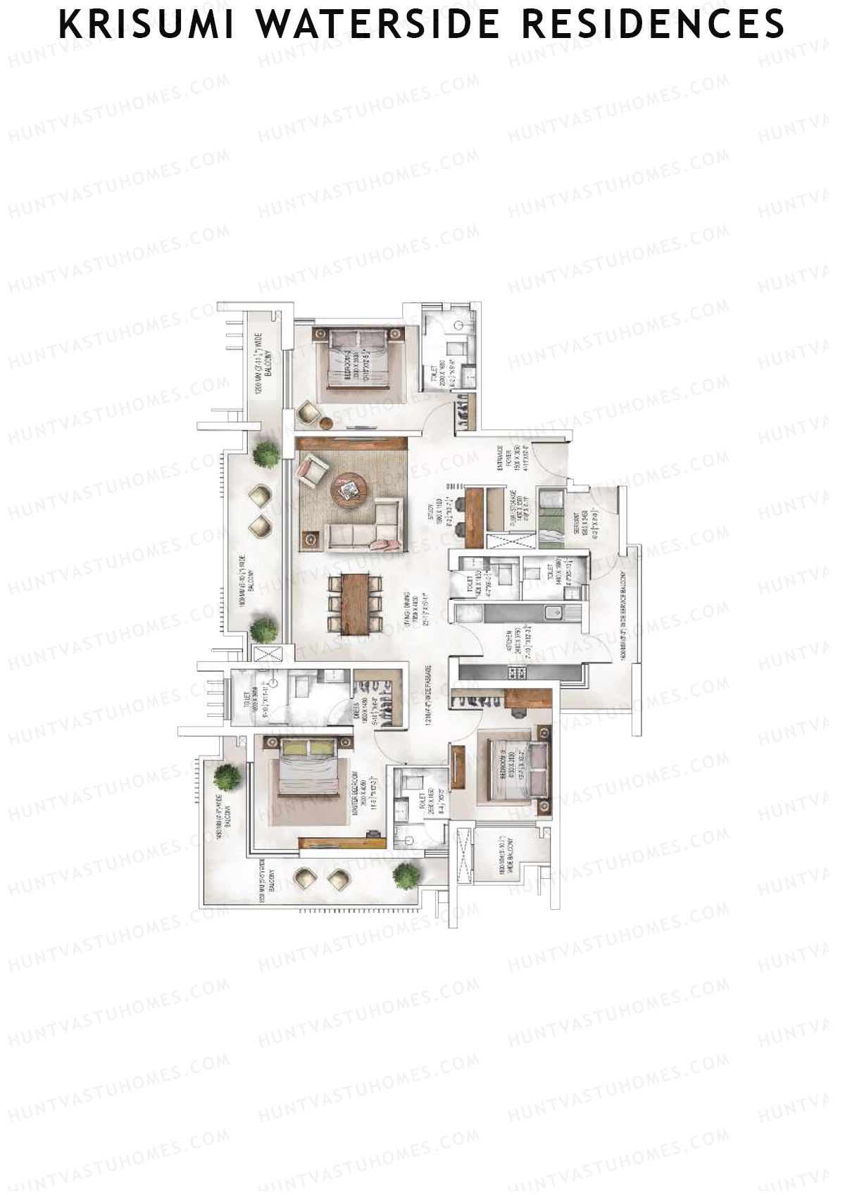 Krisumi Waterside Residences Tower 1 Unit 3 (Type A) Floor Plan
