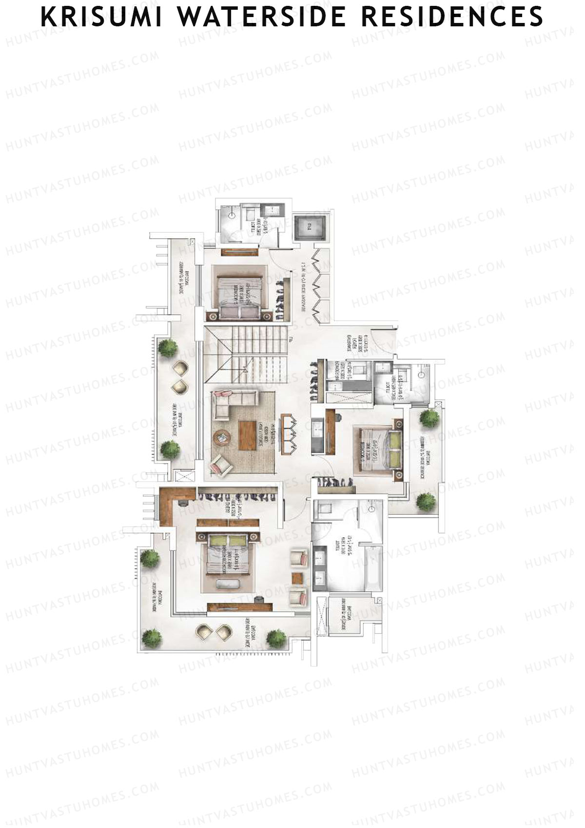 Krisumi Waterside Residences Tower 1 Unit 3 Type B (Penthouse) Floor Plan