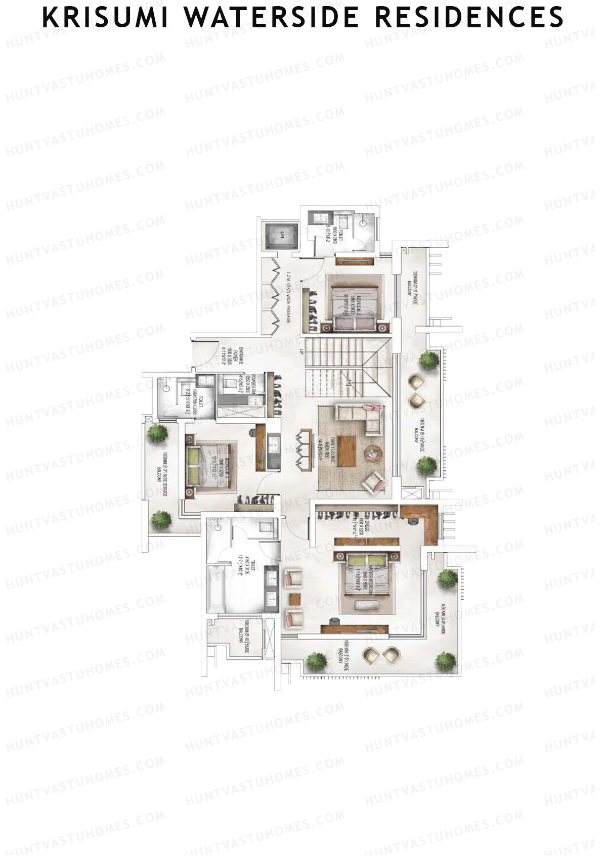 Krisumi Waterside Residences Tower 1 Unit 4 Type B (Penthouse) Floor Plan