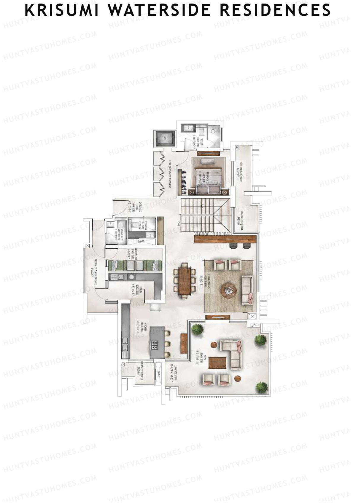 Krisumi Waterside Residences Tower 1 Unit 4 Type B (Penthouse) Floor Plan