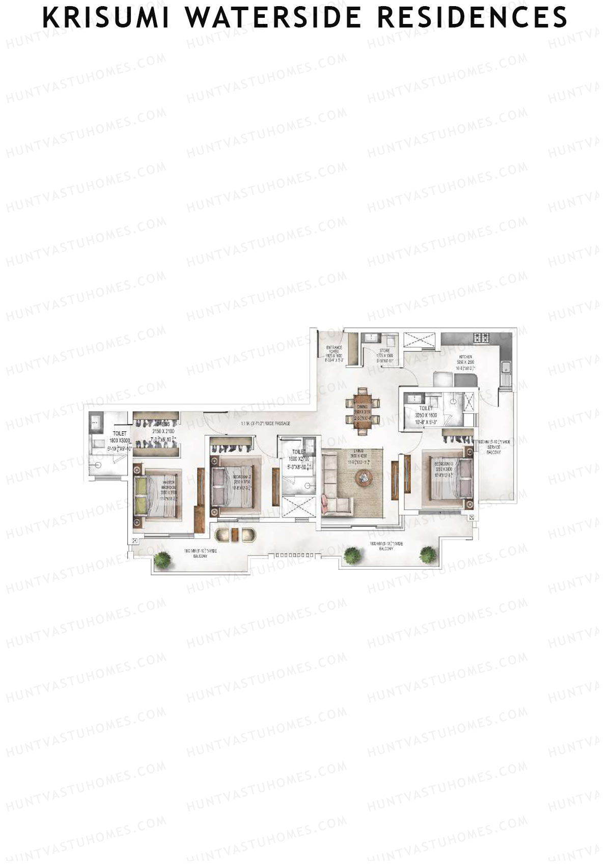 Krisumi Waterside Residences Tower 2 Unit 1 (Type A) Floor Plan