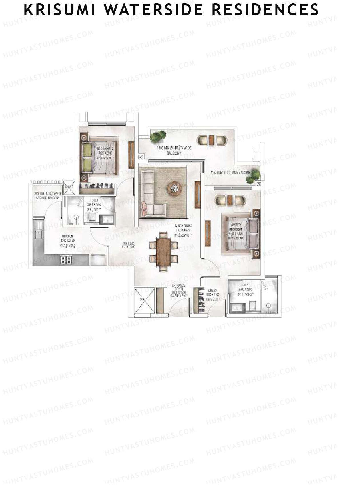 Krisumi Waterside Residences Tower 2 Unit 3 (Type A) Floor Plan