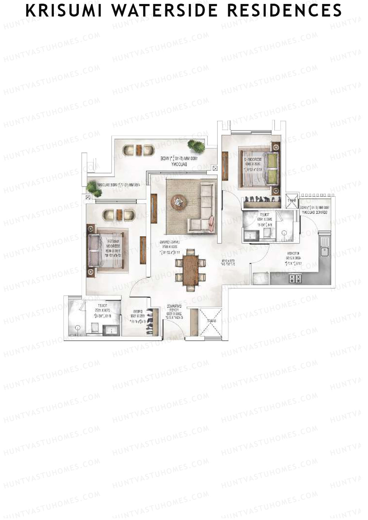 Krisumi Waterside Residences Tower 2 Unit 4 (Type B) Floor Plan
