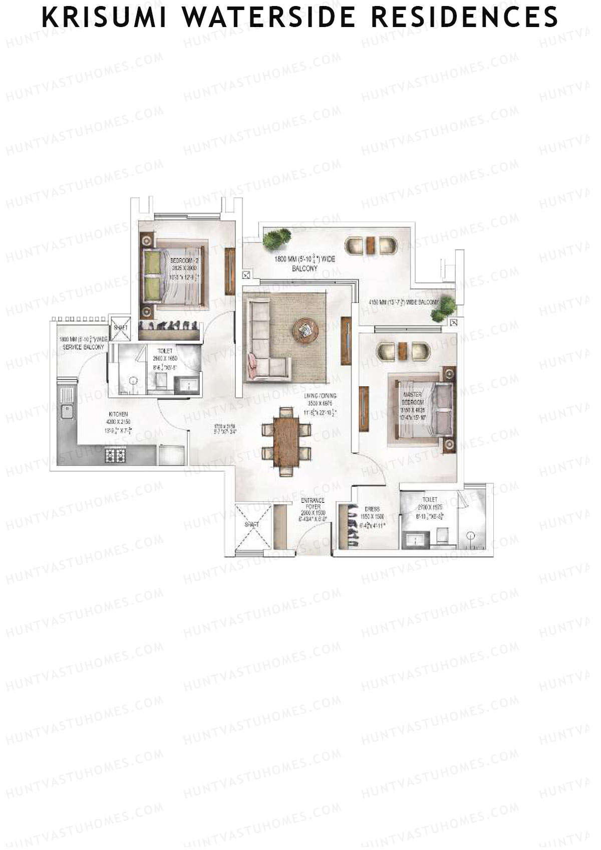 Krisumi Waterside Residences Tower 3 Unit 4 (Type B) Floor Plan