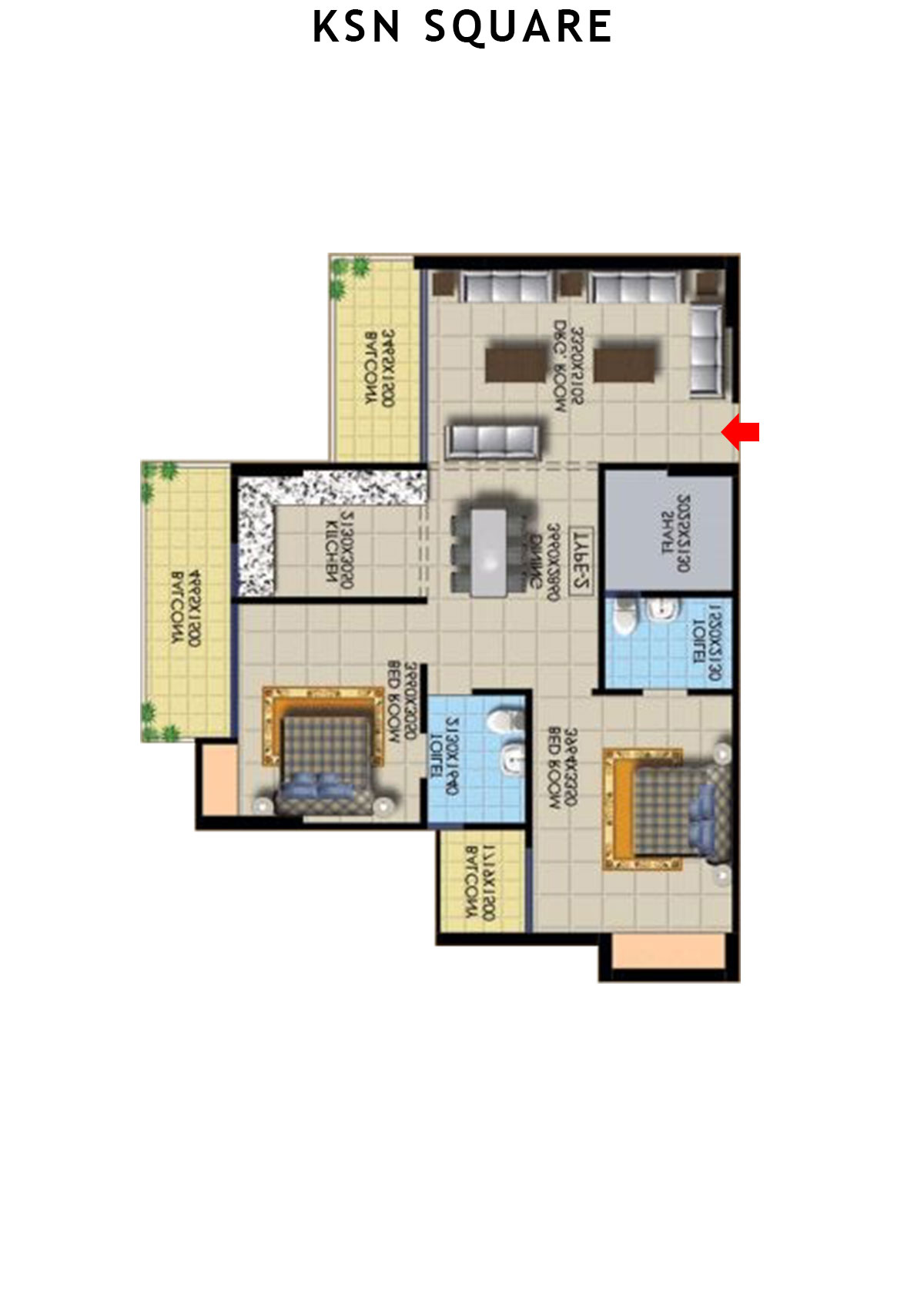 Ksn Square Tower A Unit 3 (Type  2) Floor Plan