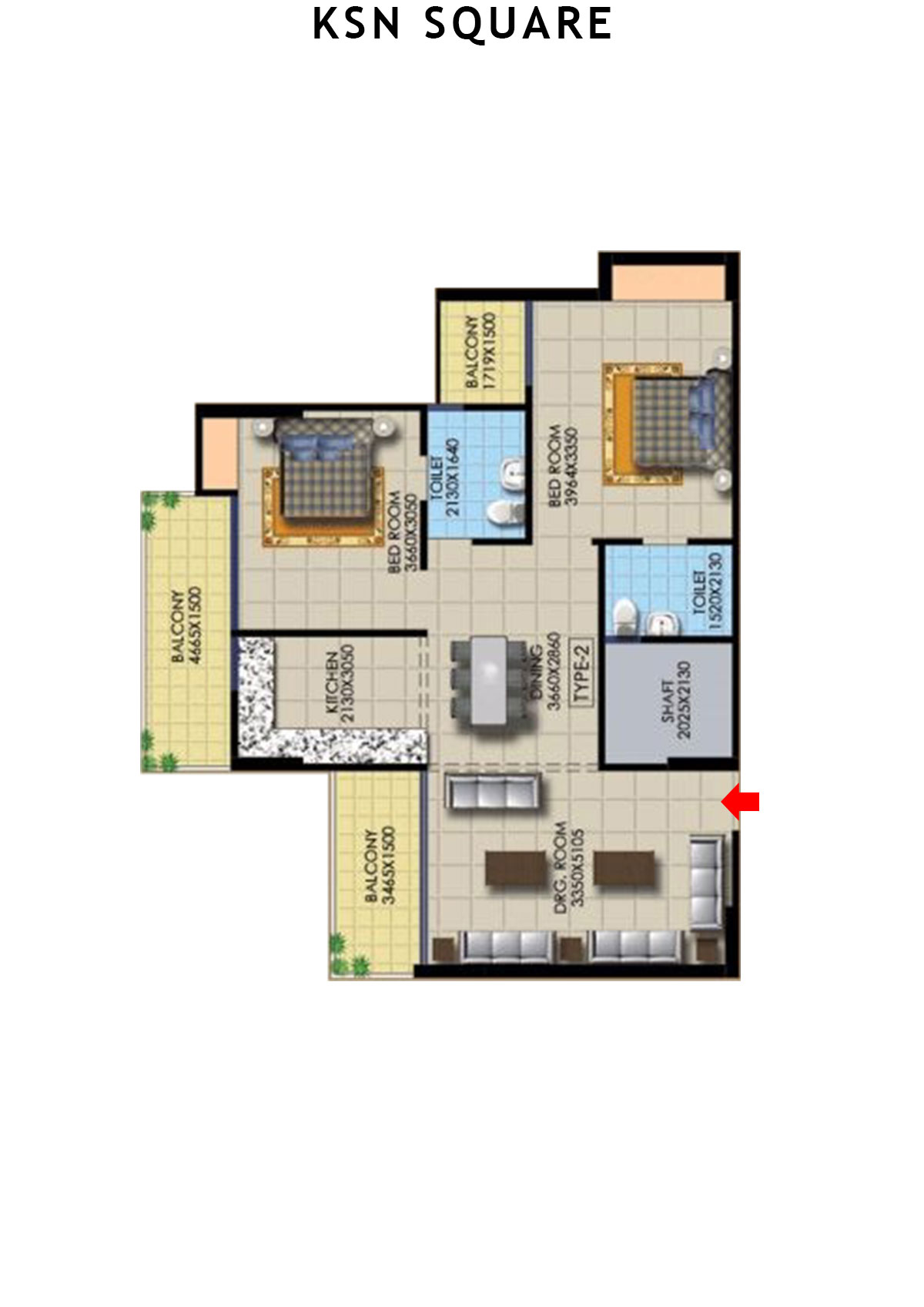 Ksn Square Tower A Unit 4 (Type  2) Floor Plan
