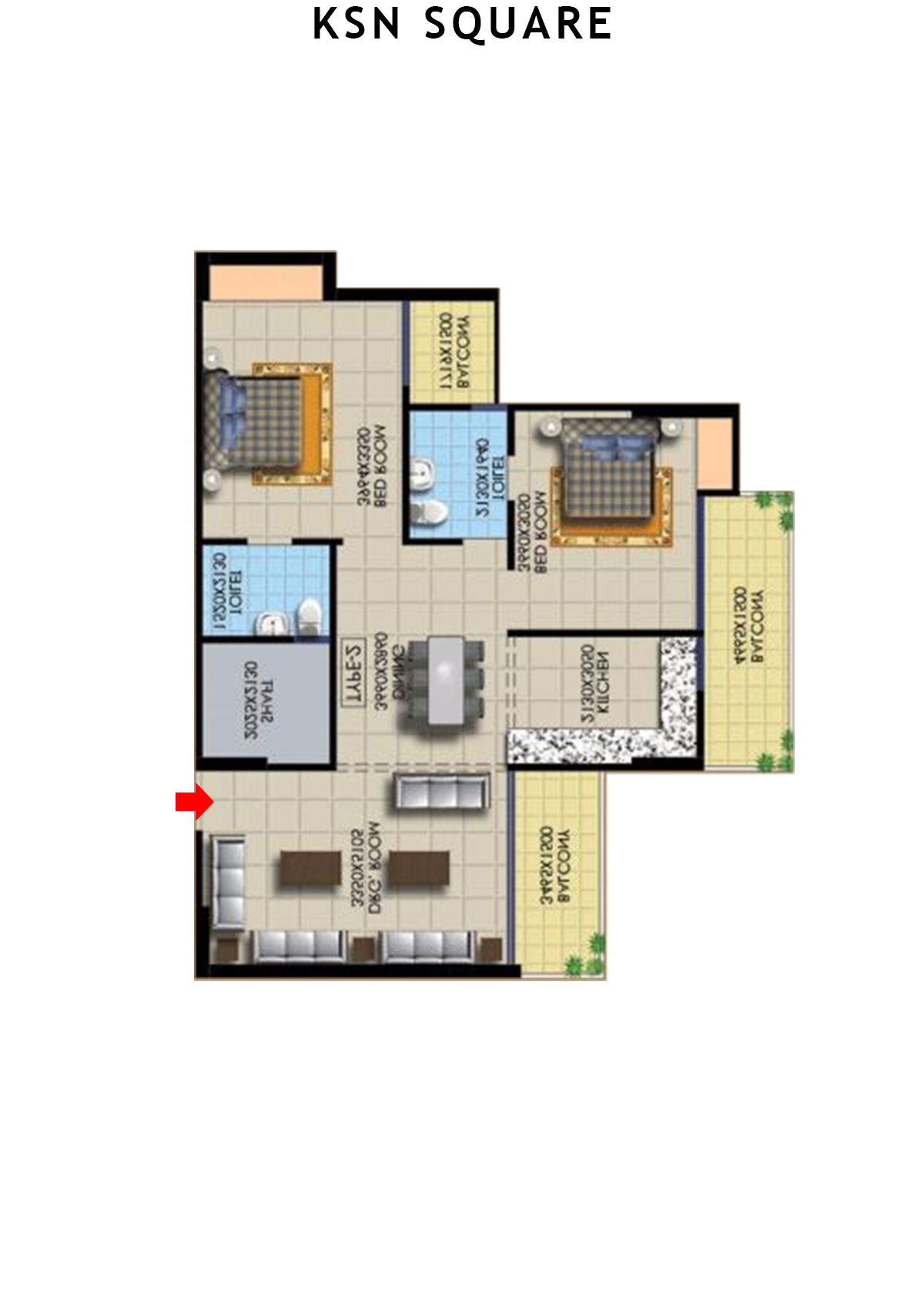 Ksn Square Tower A Unit 7 (Type  2) Floor Plan