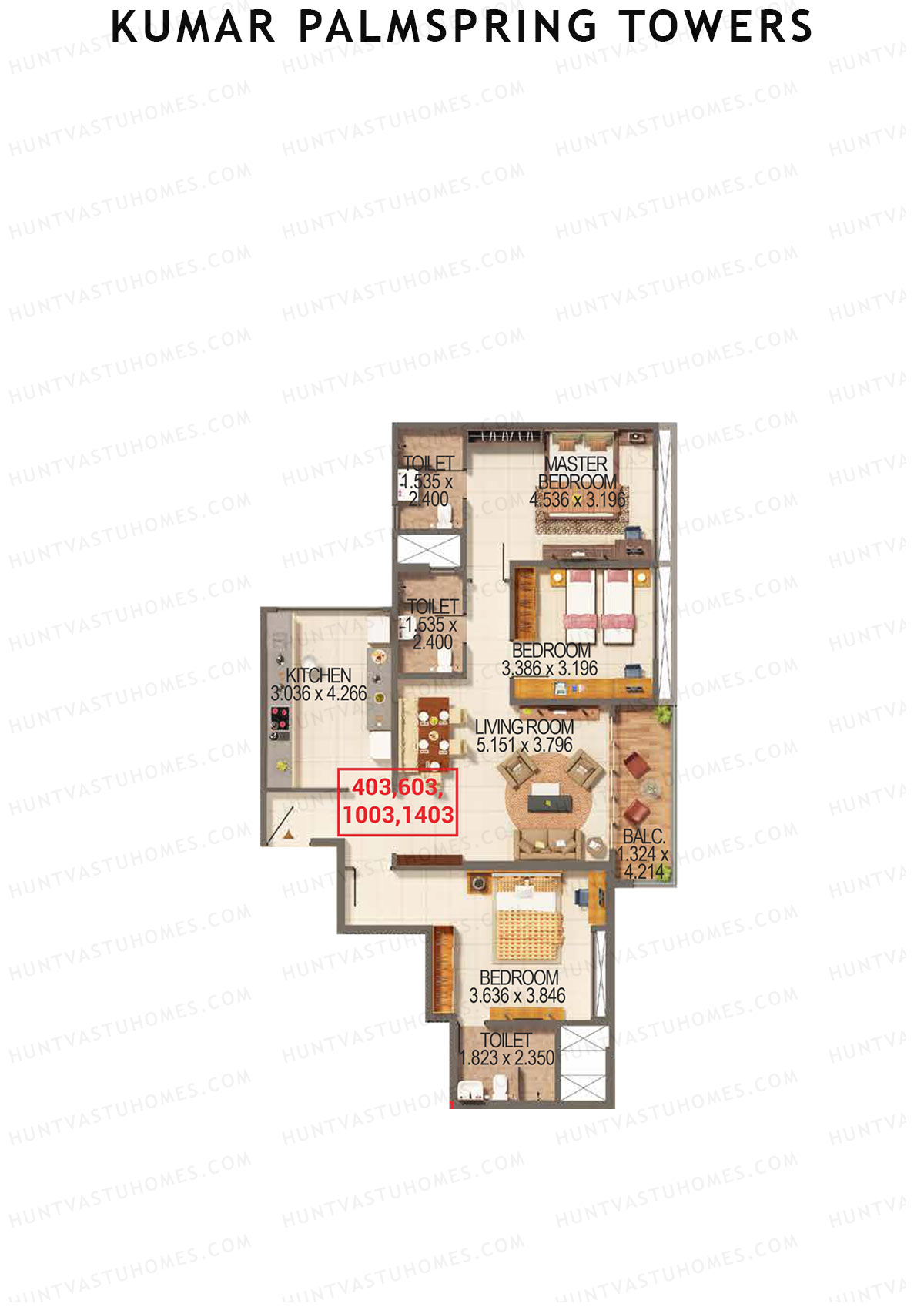 Kumar Palmspring Towers Tower A1 Unit 3 Floor Plan