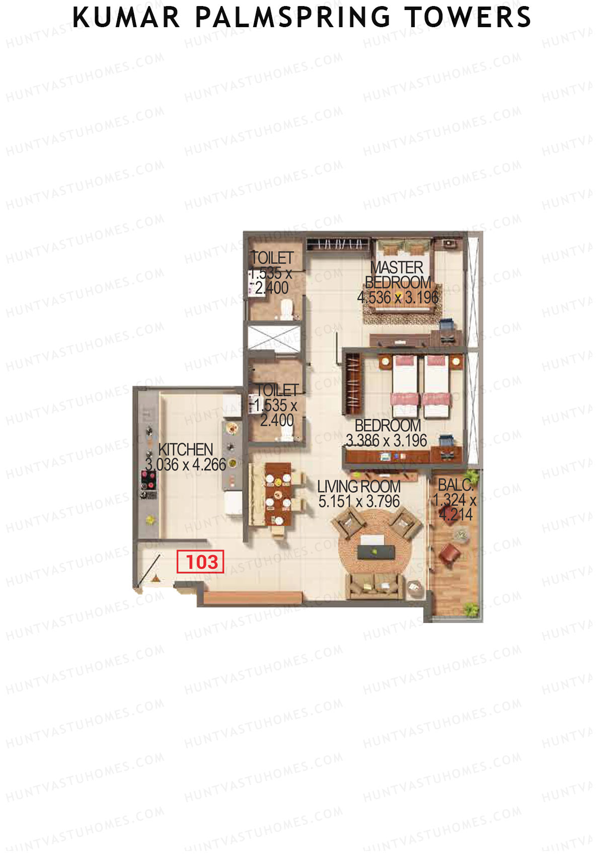 Kumar Palmspring Towers Tower A1 Unit 3 Floor Plan