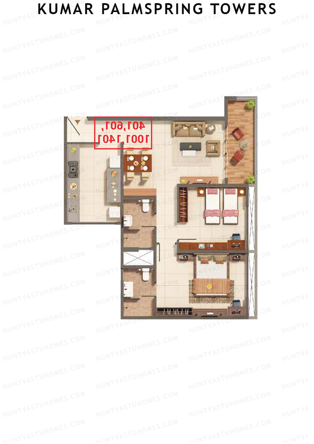 Kumar Palmspring Towers Tower A1 Unit 4 Floor Plan
