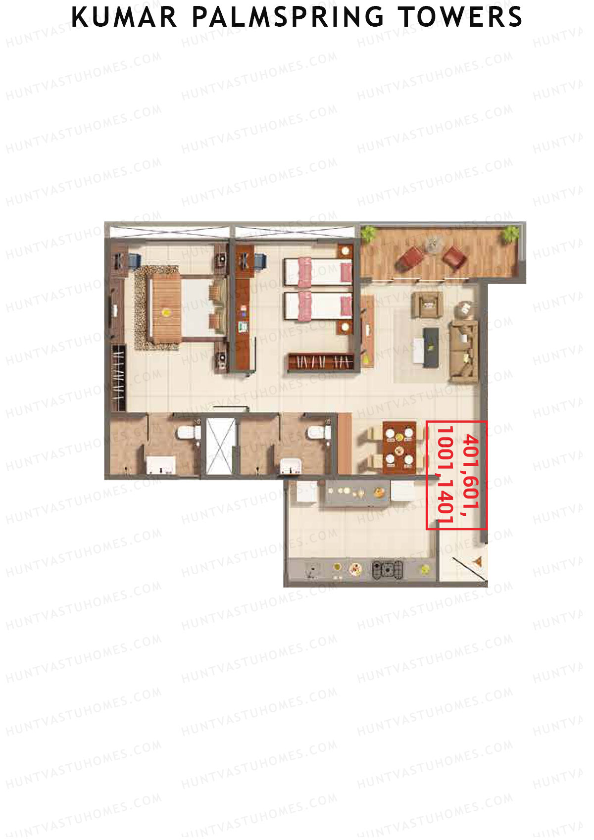 Kumar Palmspring Towers Tower A3 Unit 1 Floor Plan