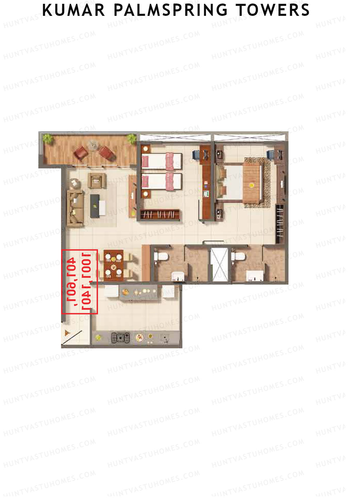 Kumar Palmspring Towers Tower A3 Unit 2 Floor Plan