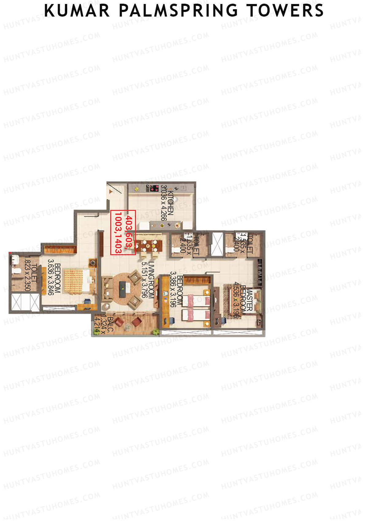 Kumar Palmspring Towers Tower A3 Unit 3 Floor Plan