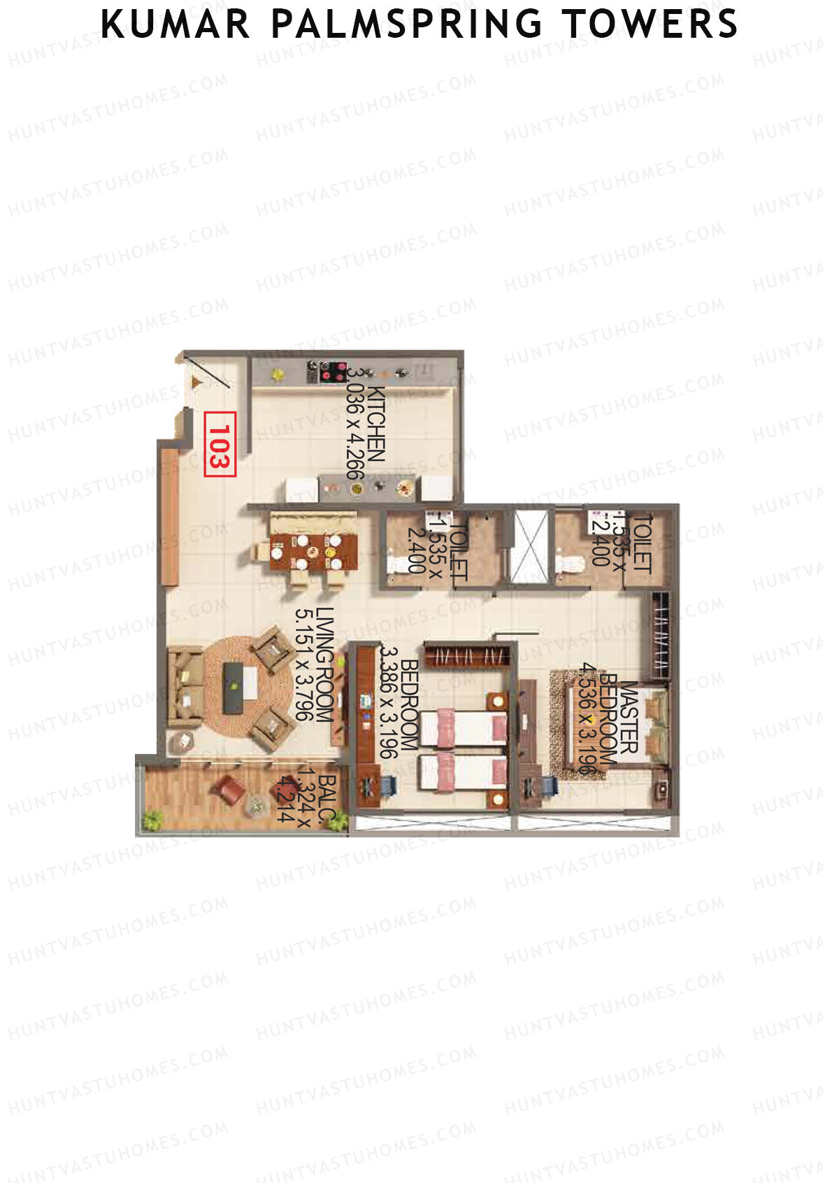 Kumar Palmspring Towers Tower A3 Unit 3 Floor Plan