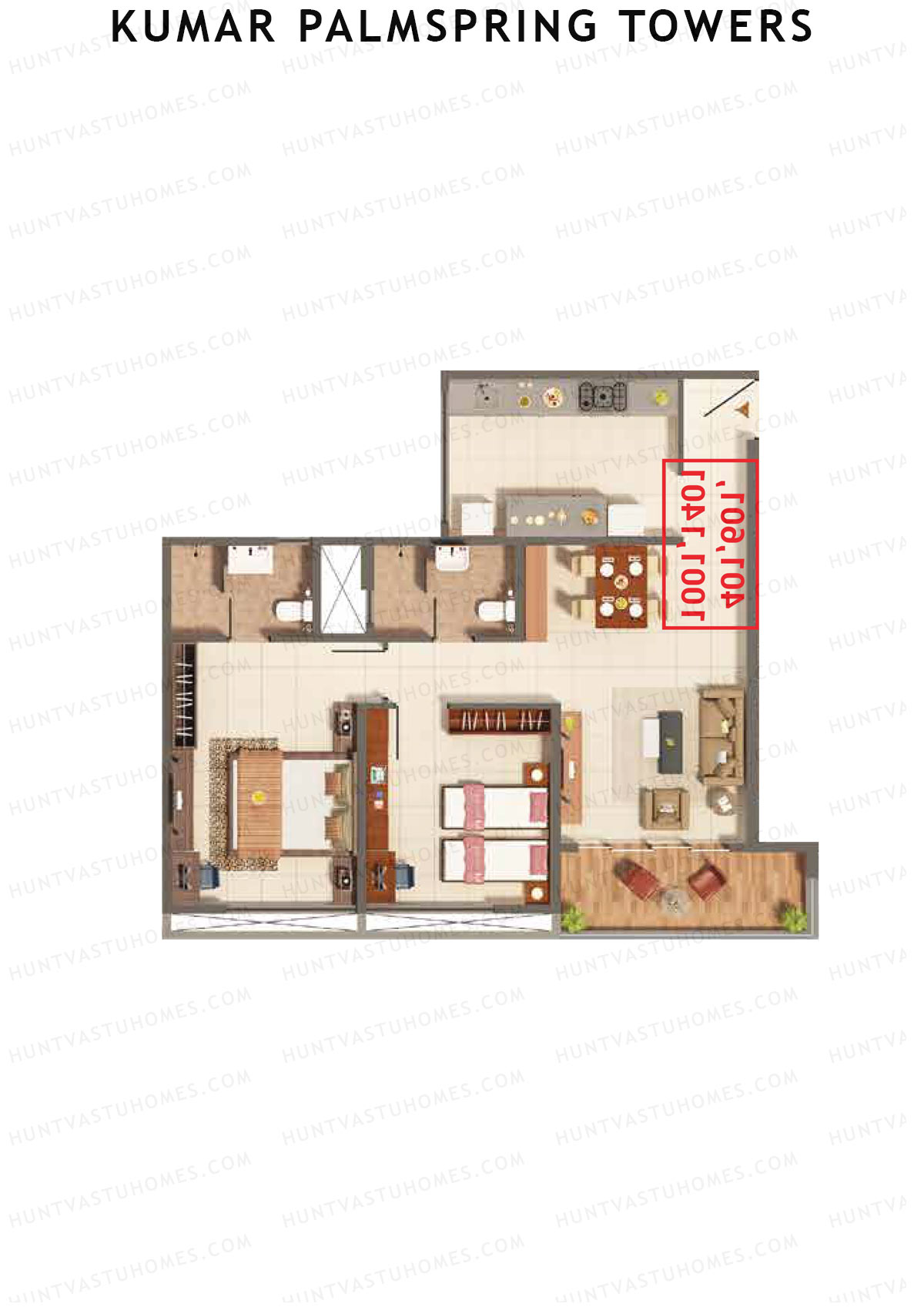 Kumar Palmspring Towers Tower A3 Unit 4 Floor Plan