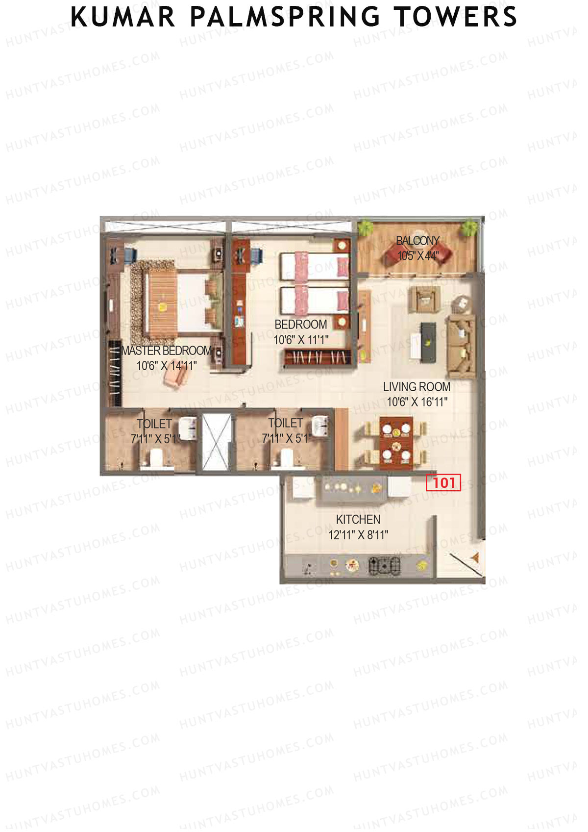 Kumar Palmspring Towers Tower A5 Unit 1 Floor Plan