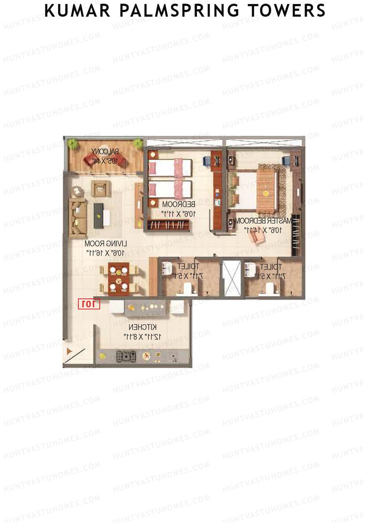 Kumar Palmspring Towers Tower A5 Unit 2 Floor Plan
