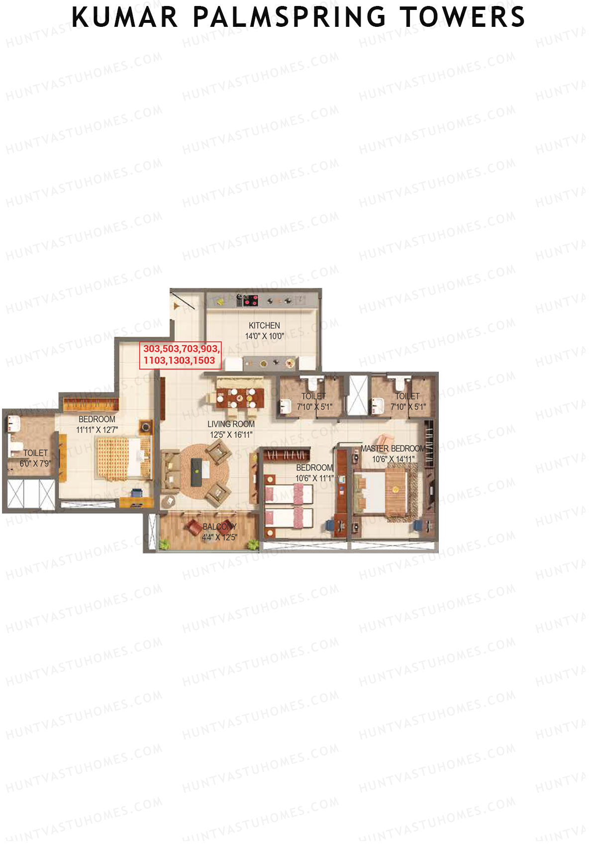 Kumar Palmspring Towers Tower A5 Unit 3 Floor Plan