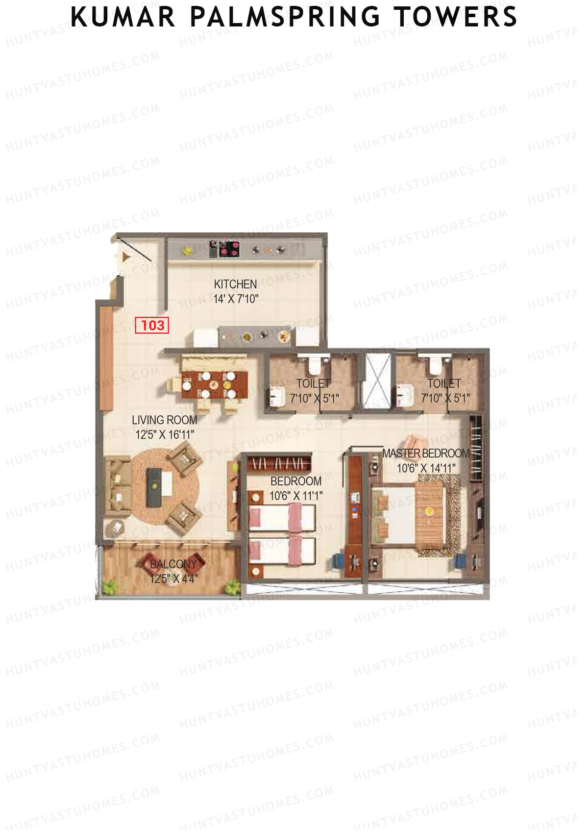 Kumar Palmspring Towers Tower A5 Unit 3 Floor Plan