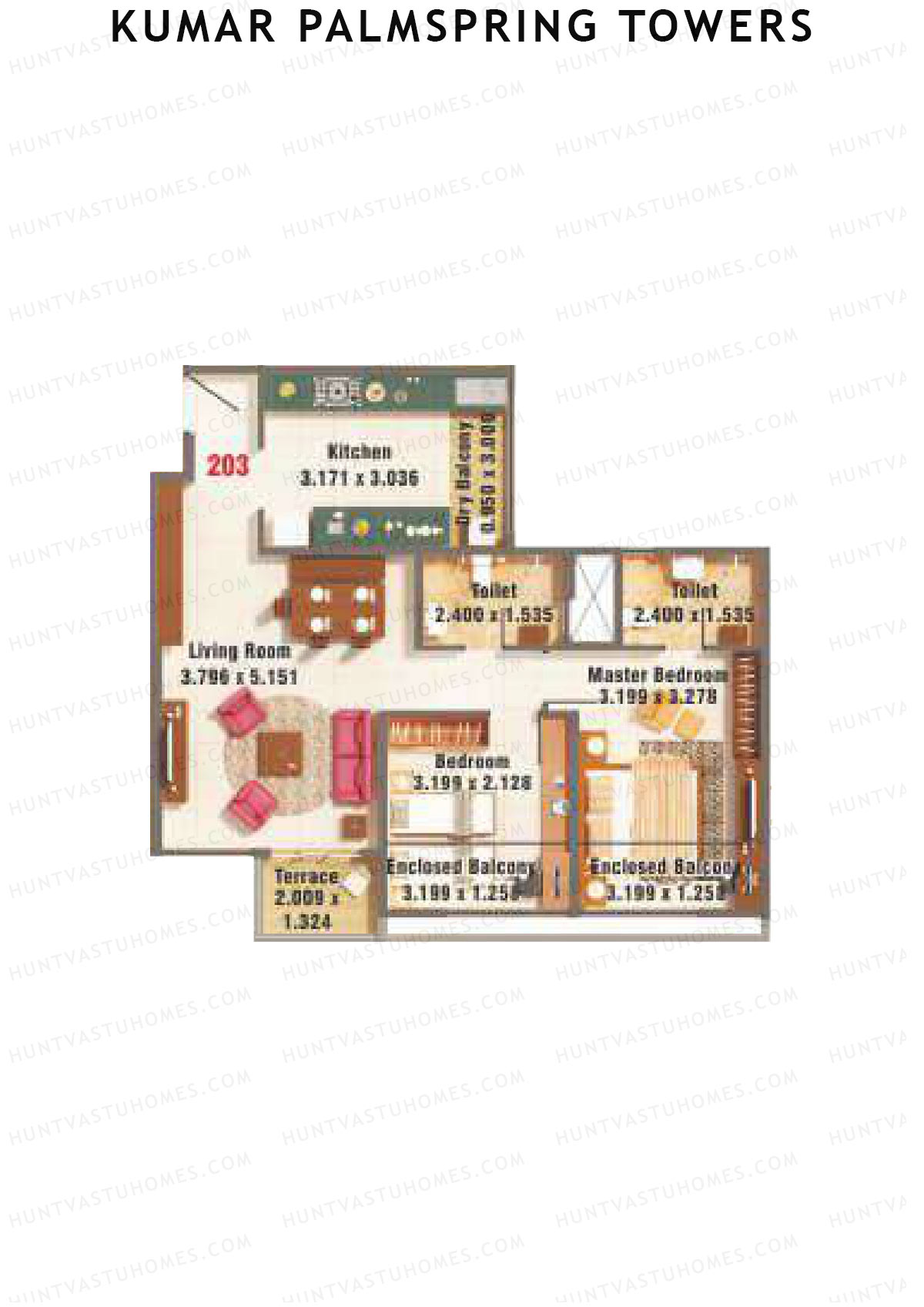 Kumar Palmspring Towers Tower A6 Unit 3 Floor Plan