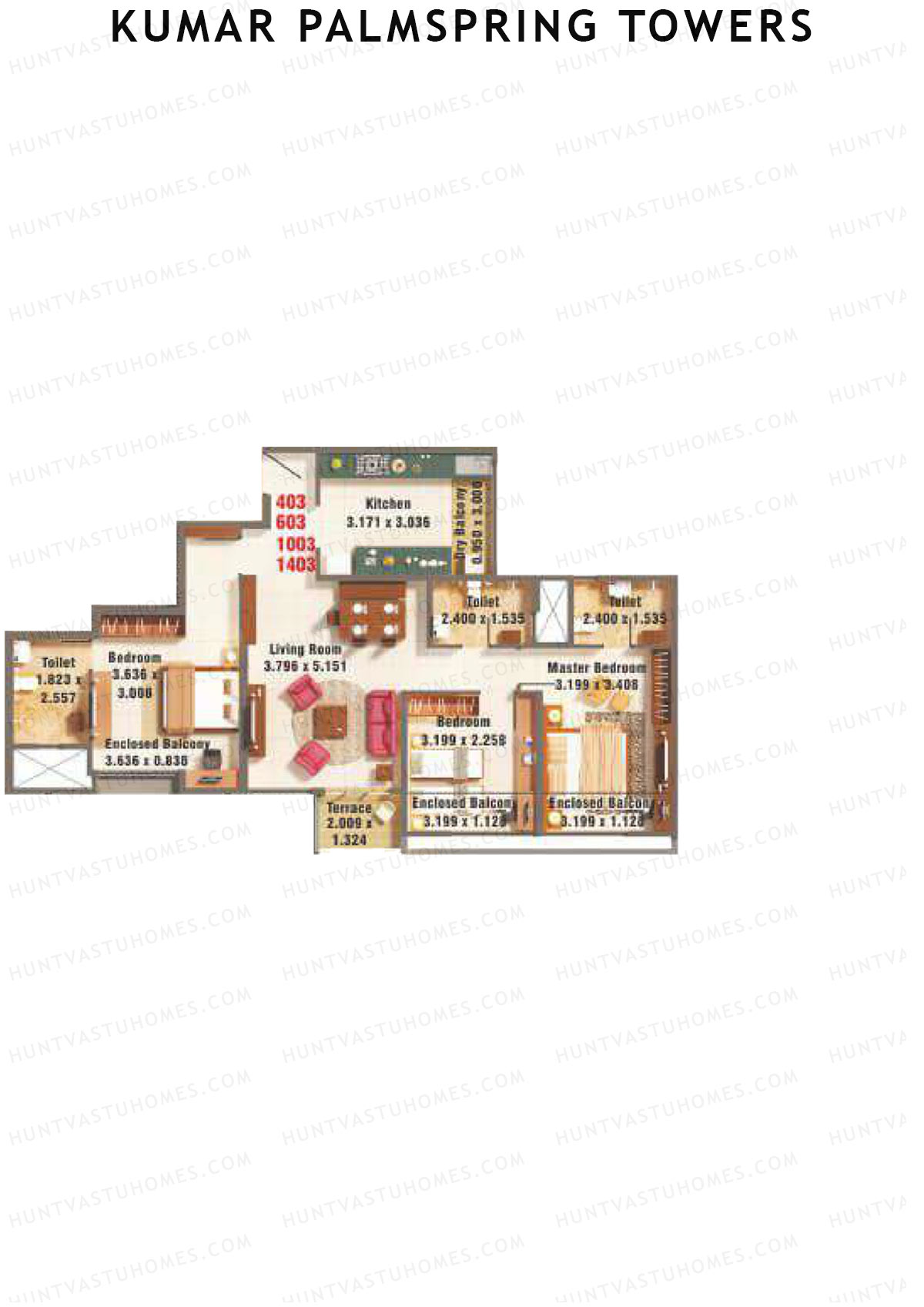 Kumar Palmspring Towers Tower A6 Unit 3 Floor Plan