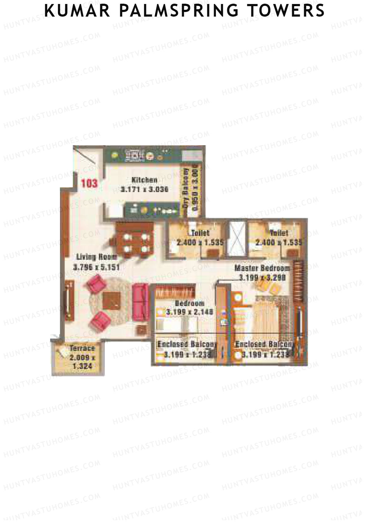 Kumar Palmspring Towers Tower A6 Unit 3 Floor Plan