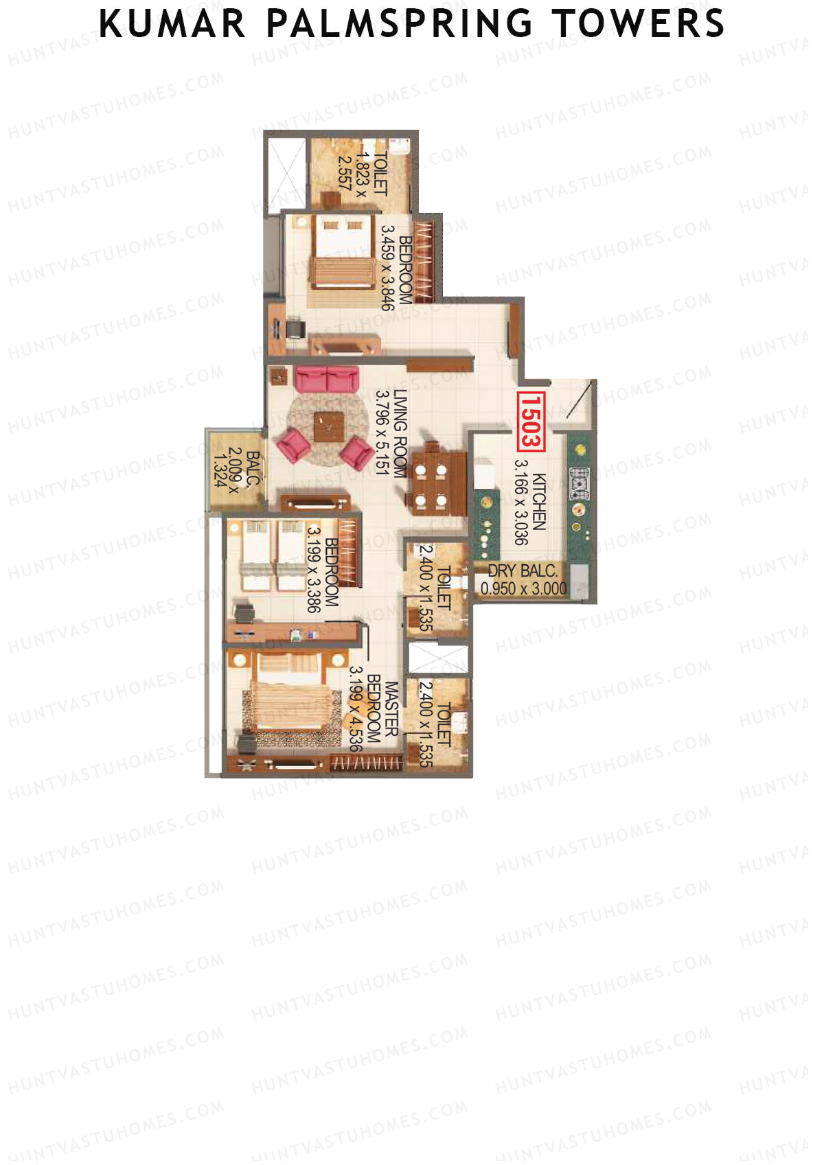 Kumar Palmspring Towers Tower A7 Unit 3 Floor Plan