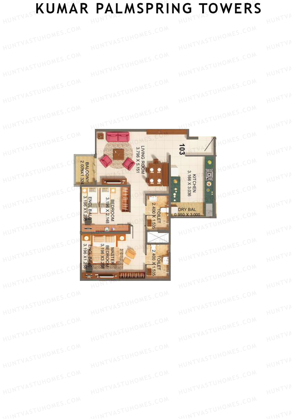 Kumar Palmspring Towers Tower A7 Unit 3 Floor Plan